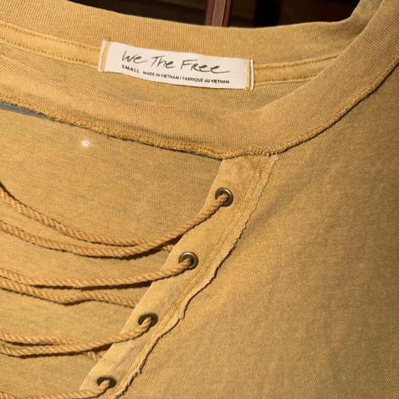 We The Free Tan Lace-Up Short Sleeve Tee - Picture 3 of 4